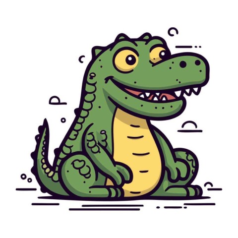 Crocodile vector illustration. Cute cartoon crocodile character.