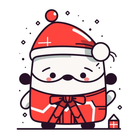 Cute kawaii santa claus. Vector illustration.