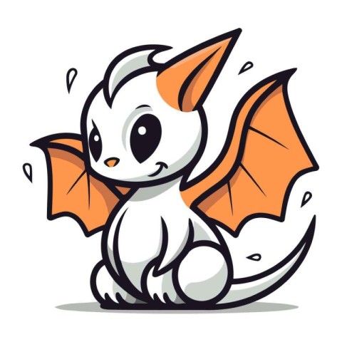 Cute cartoon bat on a white background. Vector illustration for