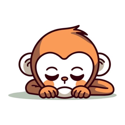 Cute monkey cartoon character. Vector illustration. Isolated on