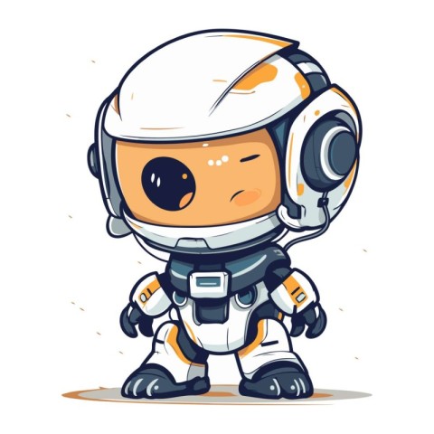 Astronaut in helmet. Cute cartoon character. Vector illustration