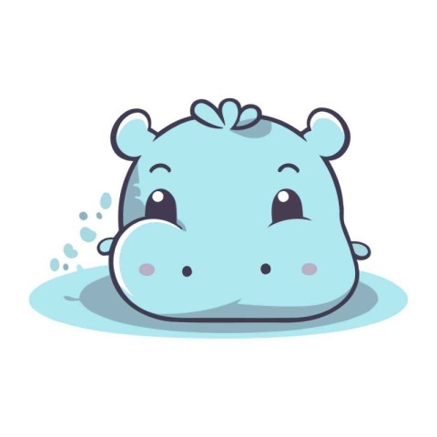 Cute hippopotamus. Vector illustration in a flat style.