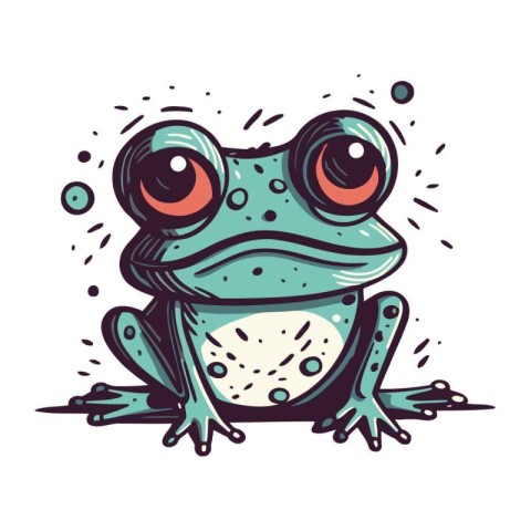 Cute cartoon frog isolated on a white background. Vector illustr