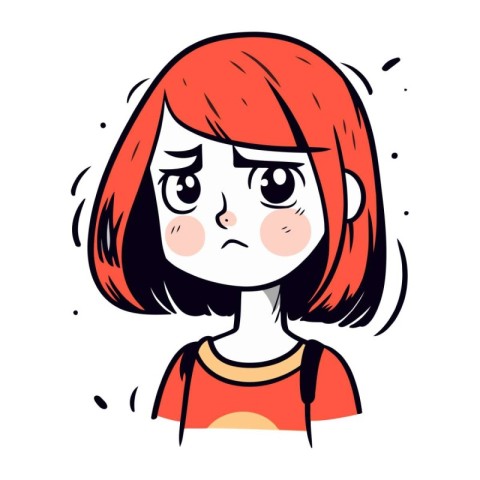 Angry girl. Vector illustration in cartoon style on white backgr