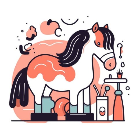 Vector illustration of a horse in the circus. Flat style design.