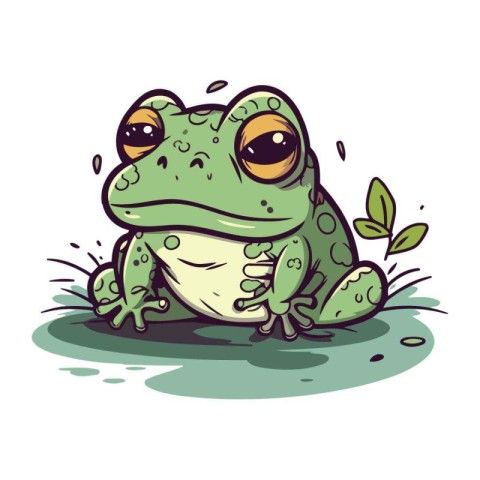 Cute cartoon frog isolated on a white background. Vector illustr