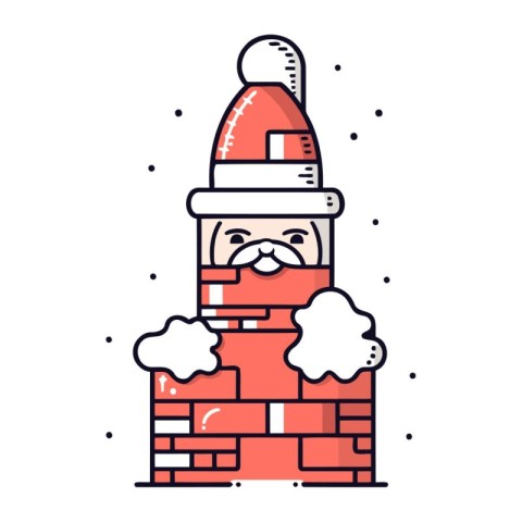 Santa claus on the chimney. Vector illustration in flat style