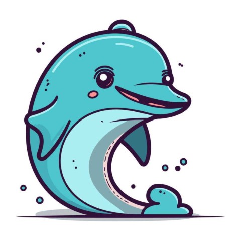 Cute cartoon dolphin. Vector illustration of a cute cartoon dolp