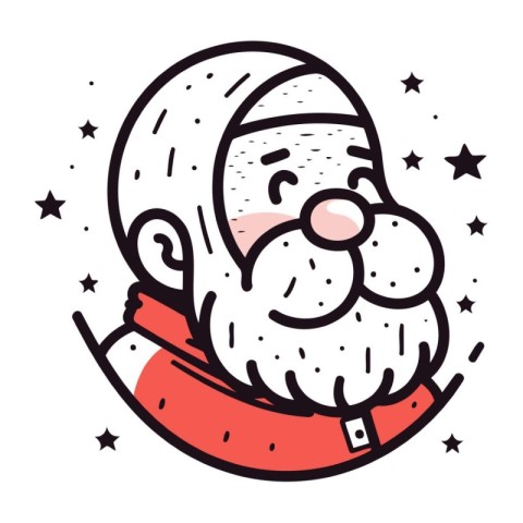 Santa Claus with a beard and a red scarf. Vector illustration.