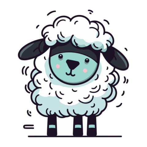 Cute cartoon sheep. Vector illustration in doodle style.