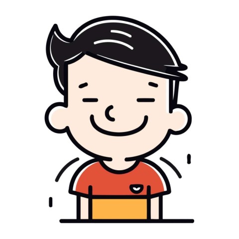 Cute cartoon boy vector illustration. line and fill style design