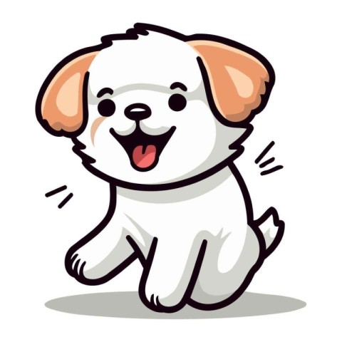 Illustration of a Cute Puppy Running and Smiling.