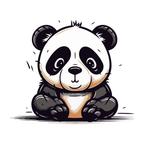 Cute panda vector illustration. Hand drawn panda vector illustra