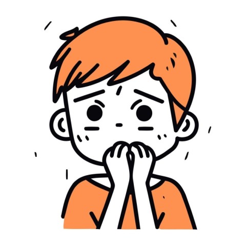 Illustration of a boy crying with tears in his eyes. Vector.