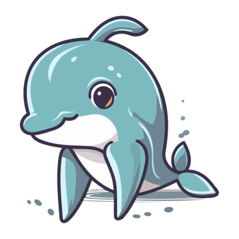 Cute cartoon whale. Vector illustration isolated on a white back