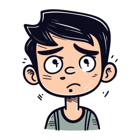 Cartoon illustration of a boy with a confused expression on his