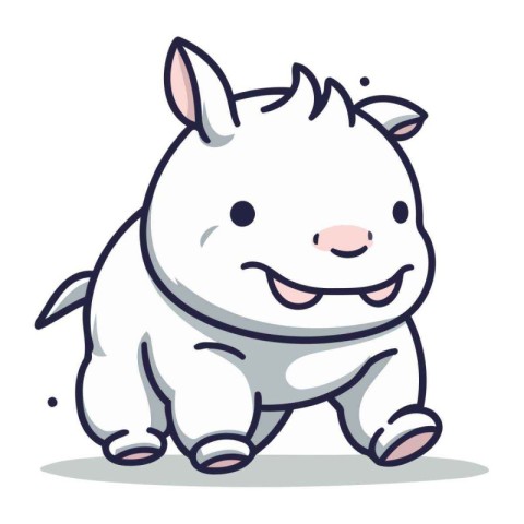 Vector Illustration of Cute Cartoon Rhinoceros Animal Character