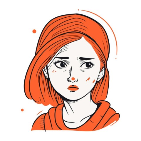 Vector illustration of a redhead girl with freckles on her face.