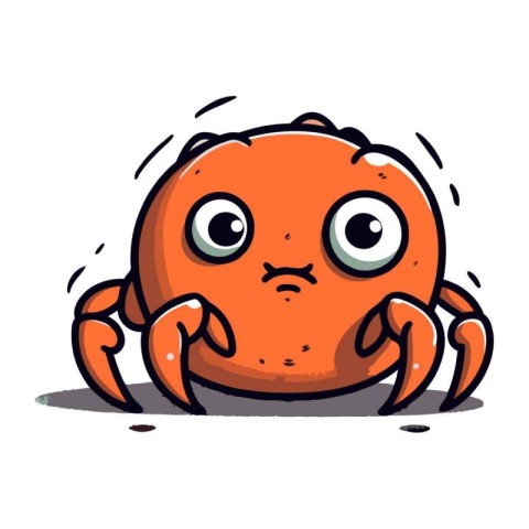 Funny cartoon crab. Vector illustration on white background. Iso