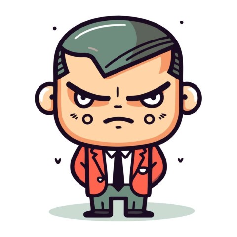 Angry Boss Cartoon Character Vector Illustration. Isolated on Wh