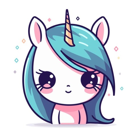 Cute little unicorn. Vector illustration in a flat cartoon style