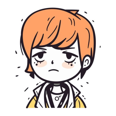 Illustration of a sad little boy with a stethoscope.