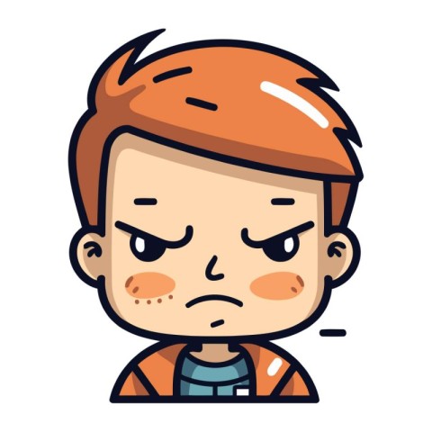 Sad Face   Cartoon Vector Illustration of Cute Little Boy Charac