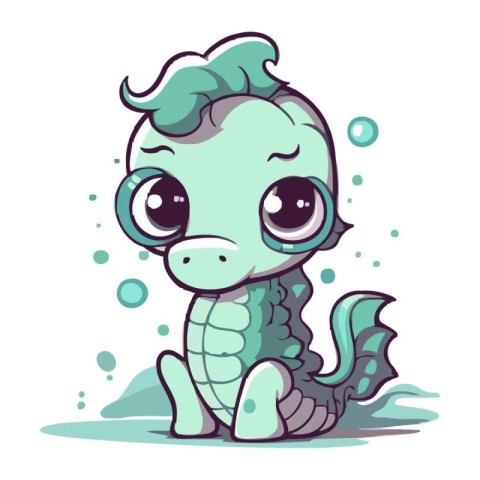 Cute cartoon sea horse. Vector illustration of a sea horse.