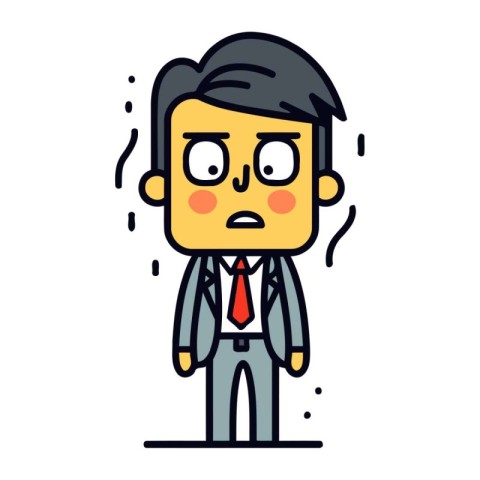 Businessman feeling sad and depressed   Vector flat cartoon char