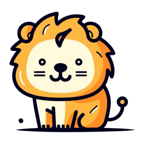 Cute cartoon lion. Vector illustration isolated on a white backg