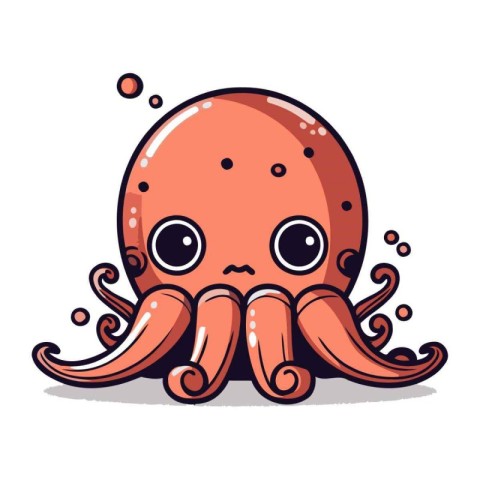 Cute octopus cartoon character vector illustration. Funny octopu