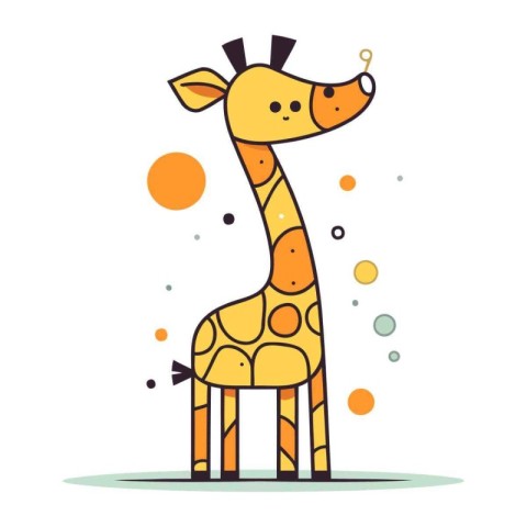 Cute giraffe. Vector illustration in flat style. Isolated on whi