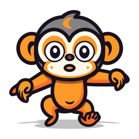 Monkey Cartoon Mascot Character Vector Icon Illustration