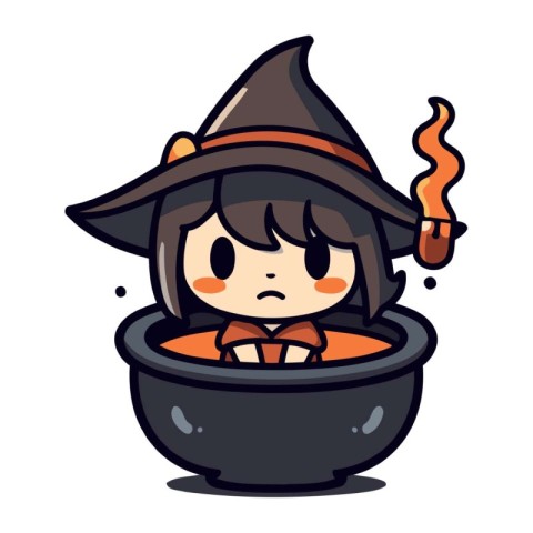 Cute witch cartoon vector illustration. Cute witch vector icon.