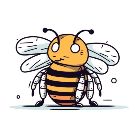 Cartoon cute bee. Vector illustration isolated on a white backgr