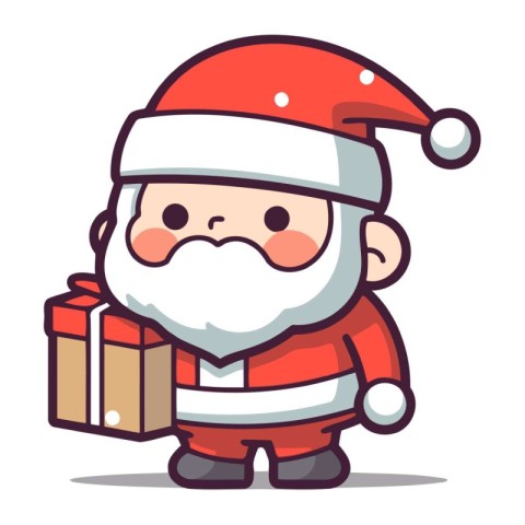 Santa Claus holding gift box cartoon character vector illustrati