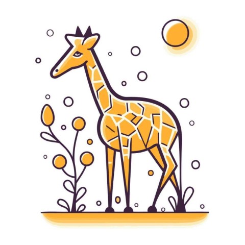 Giraffe icon in flat design style. Vector illustration on white