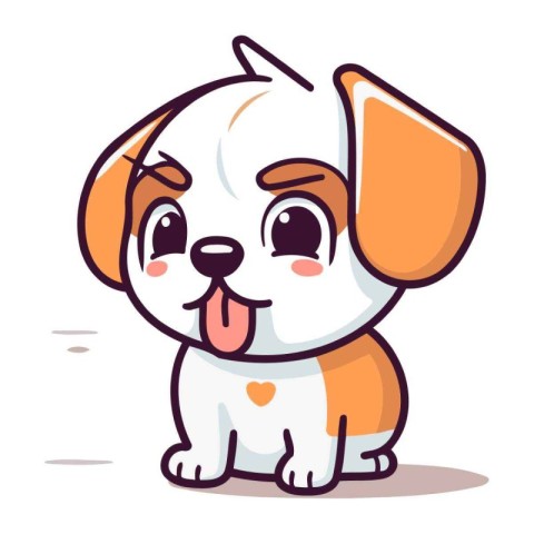 Cartoon dog with tongue out. Cute pet. Vector illustration