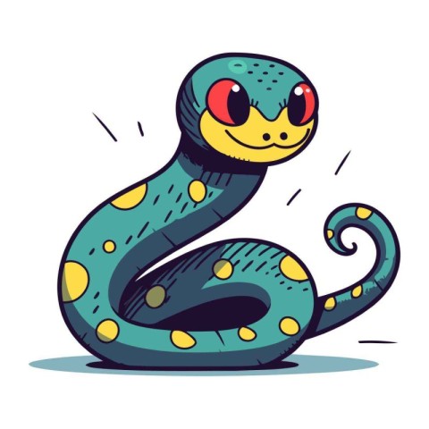 Cute cartoon snake. Vector illustration isolated on a white back