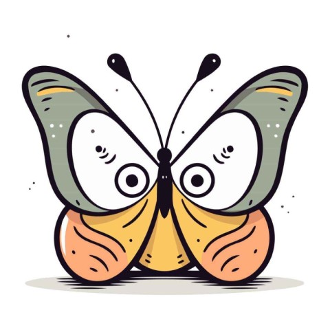 Butterfly with eyes and wings. Vector illustration in cartoon st