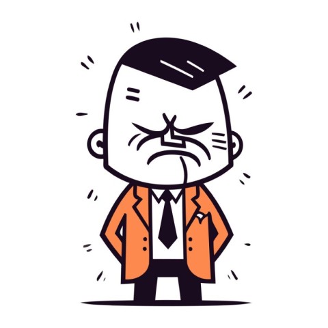 Angry boss cartoon character. Vector illustration in doodle styl