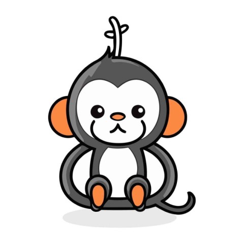 Cute Monkey Character Vector Illustration. Cute Cartoon Monkey C