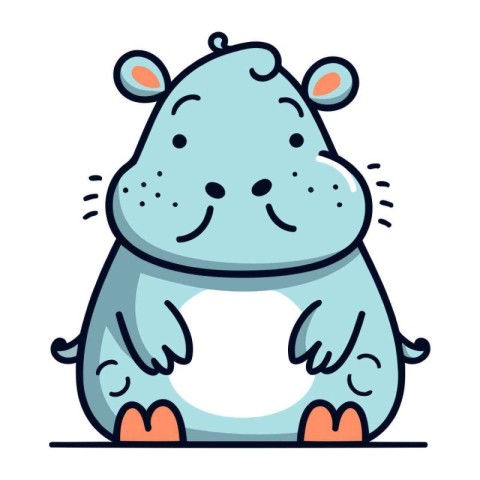 Cute cartoon hippopotamus. Vector illustration of a funny animal