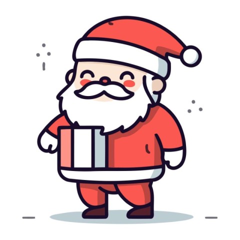 Santa Claus with gift box. Merry Christmas and Happy New Year ve