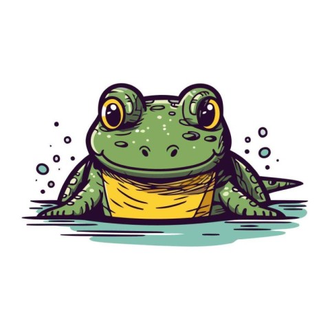 Cute cartoon frog. Vector illustration isolated on a white backg