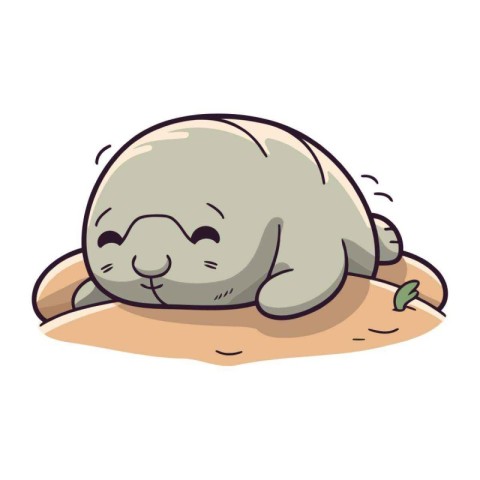 Cute seal sleeping on sand. cartoon vector illustration isolated