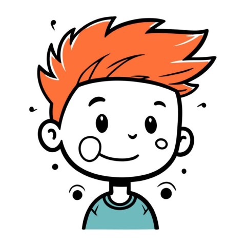 Vector illustration of a cute cartoon boy with orange hair. Isol