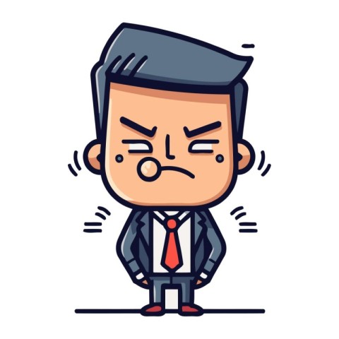 Angry Businessman   Cartoon Vector Illustration