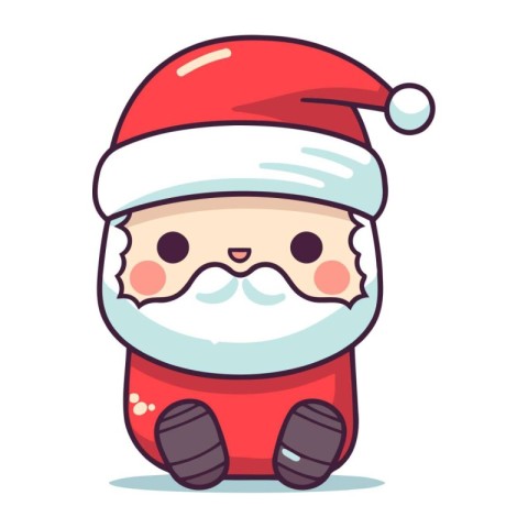 Santa Claus cute cartoon character. Christmas and New Year vecto