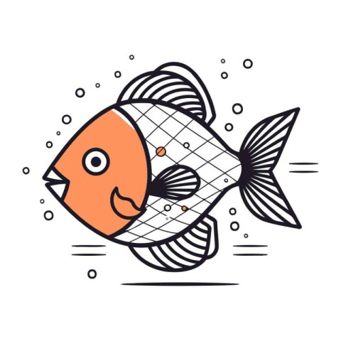 Cute cartoon fish. Vector illustration. Isolated on white backgr